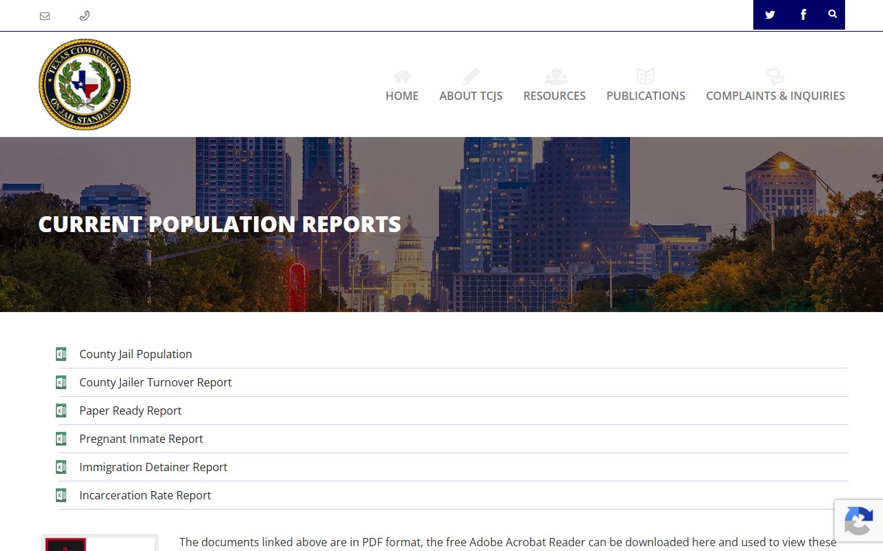 Val Verde County inmate population TCJS population report page